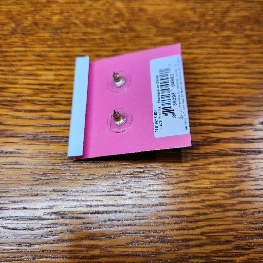 Betsey Johnson French Bulldog Stud Earrings - Black, Pink, Cream - Picture 3 of 4
